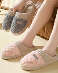 Solid Rhombic Letter Home Slippers Winter Warm Non-slip Floor Bedroom Plush Slipper For Couple House Shoes Women Men