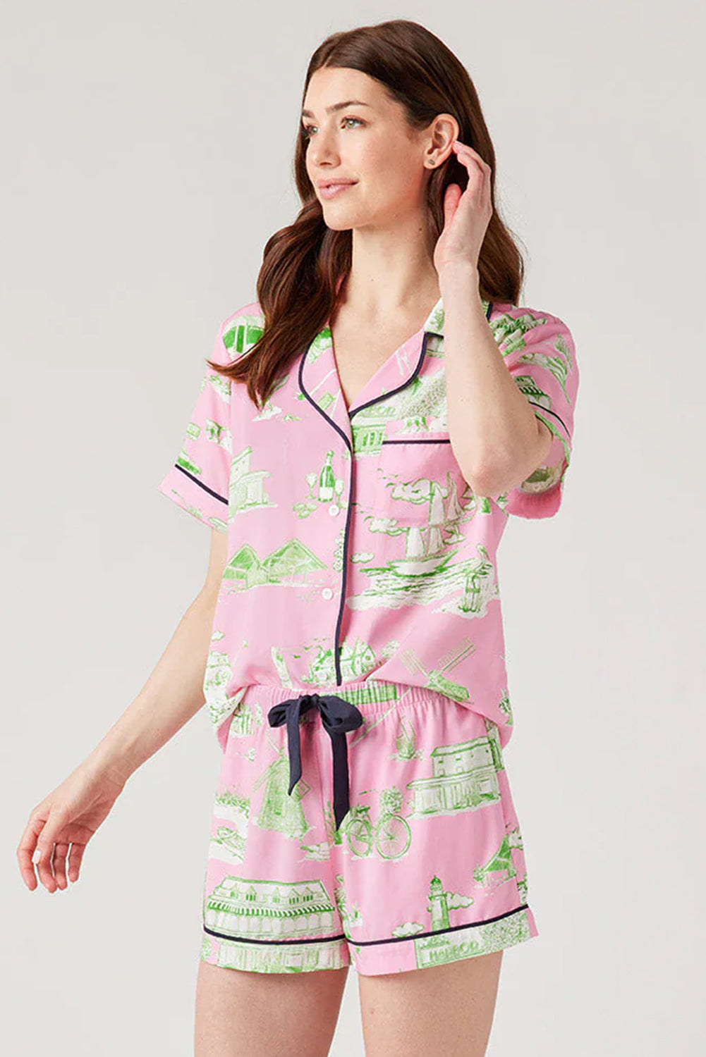 Pink Holiday Resort Short 2pcs Pajama Set - Little Miss Vanilla