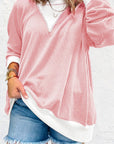 Contrast Round Neck Long Sleeve Sweatshirt - Little Miss Vanilla