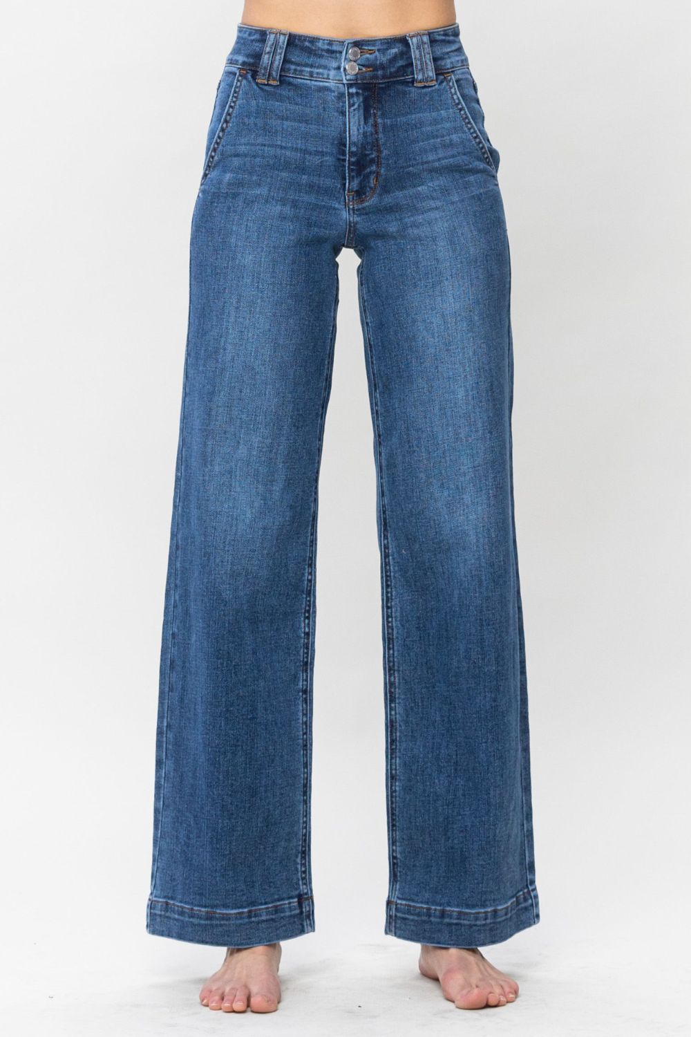 Judy Blue Full Size Double Button Wide Leg Jeans - Little Miss Vanilla