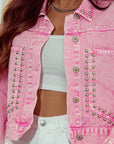 Studded Button Up Denim Jacket - Little Miss Vanilla