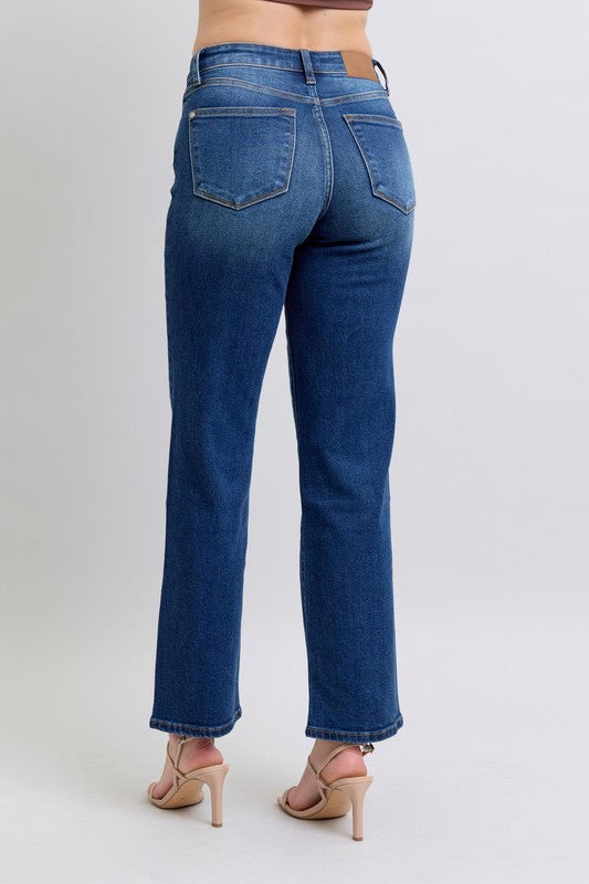 Judy Blue Full Size Side Seam Detail Straight Jeans with Pockets - Little Miss Vanilla