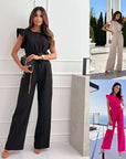 Commuter Waist Trimming Lace Up Jumpsuit High Waist Women - Little Miss Vanilla