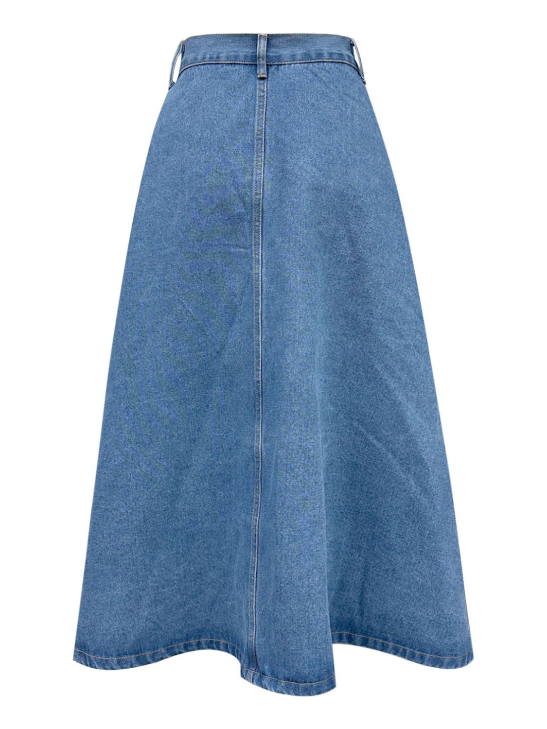 Buttoned Midi Denim Skirt with Pockets - Little Miss Vanilla