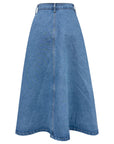 Buttoned Midi Denim Skirt with Pockets - Little Miss Vanilla