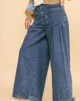 Davi & Dani Drawstring Hem Wide Leg Mid Rise Jeans - Little Miss Vanilla