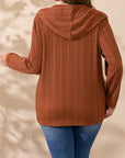 Plus Size Button Detail Long Sleeve Hoodie - Little Miss Vanilla