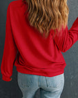 Plus Size Round Neck Long Sleeve Sweatshirt - Little Miss Vanilla