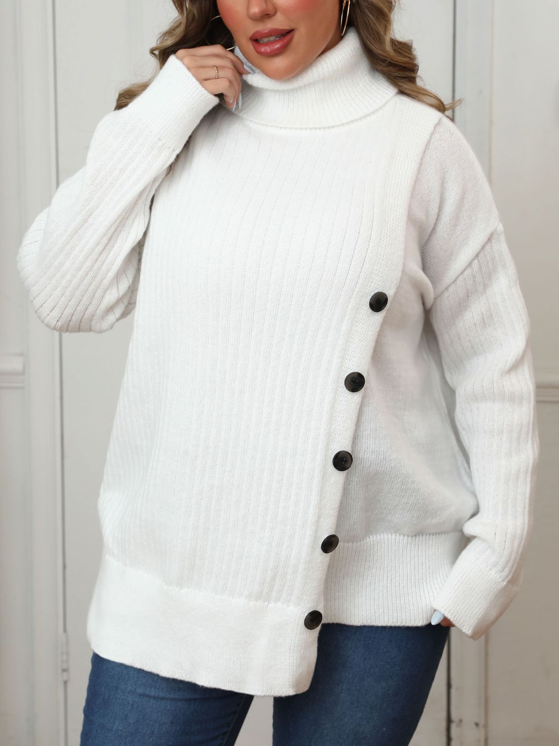 Plus Size Turtleneck Long Sleeve Sweater - Little Miss Vanilla