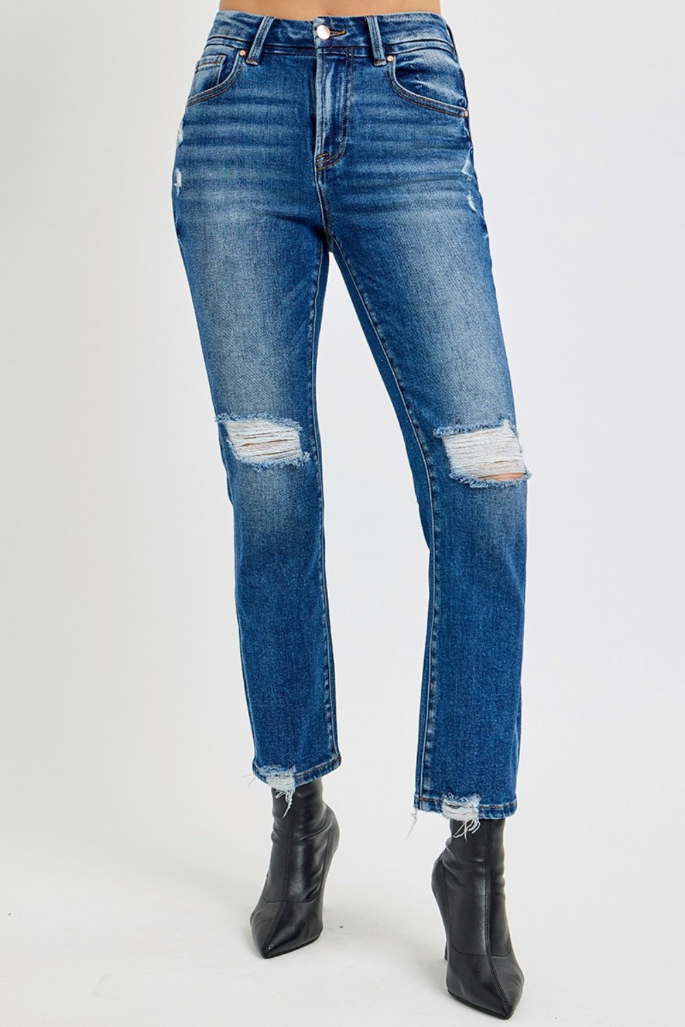 RISEN Full Size High Rise Distressed Crop Straight Jeans - Little Miss Vanilla