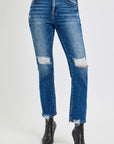 RISEN Full Size High Rise Distressed Crop Straight Jeans - Little Miss Vanilla