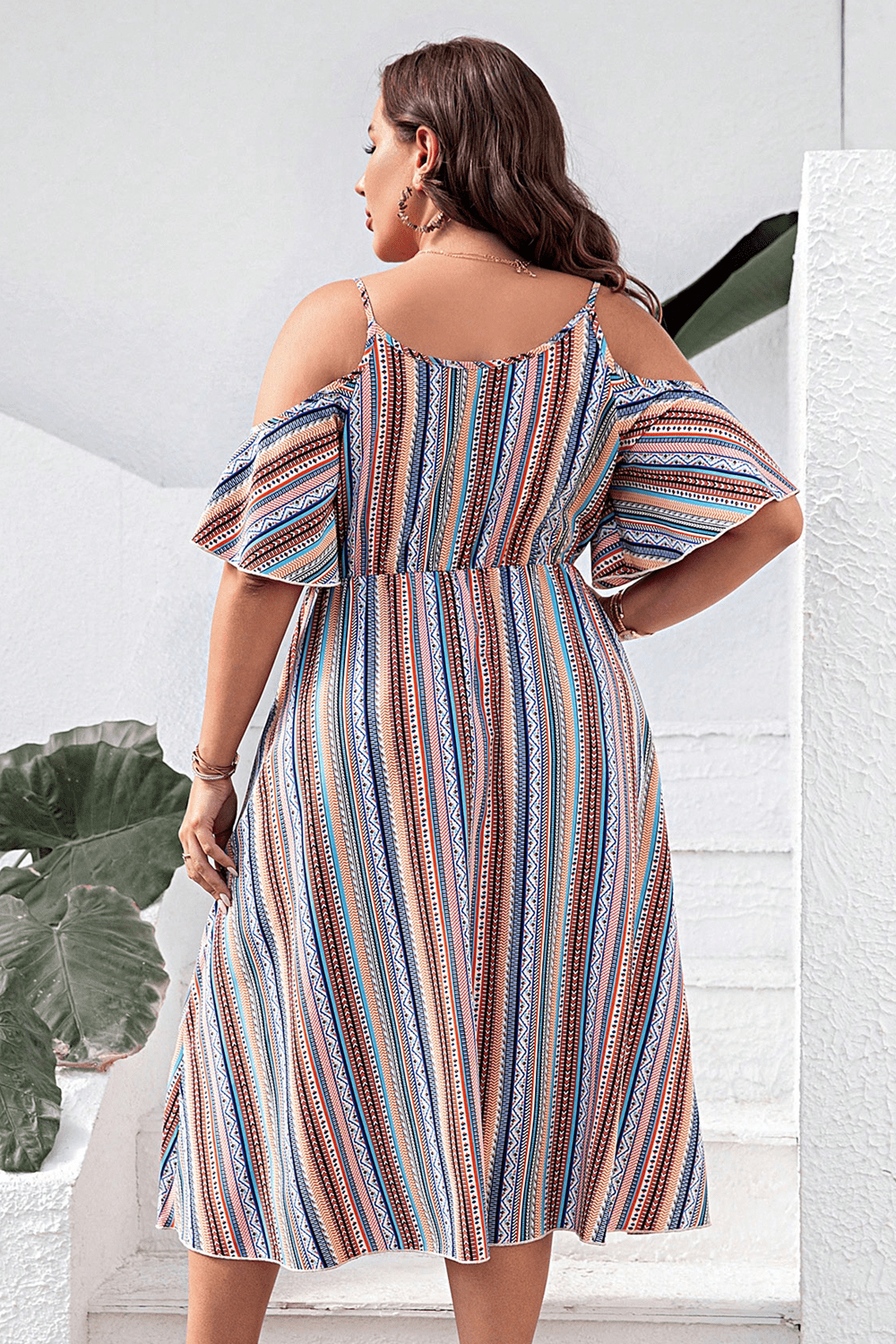 Plus Size Striped Cold-Shoulder Dress - Little Miss Vanilla