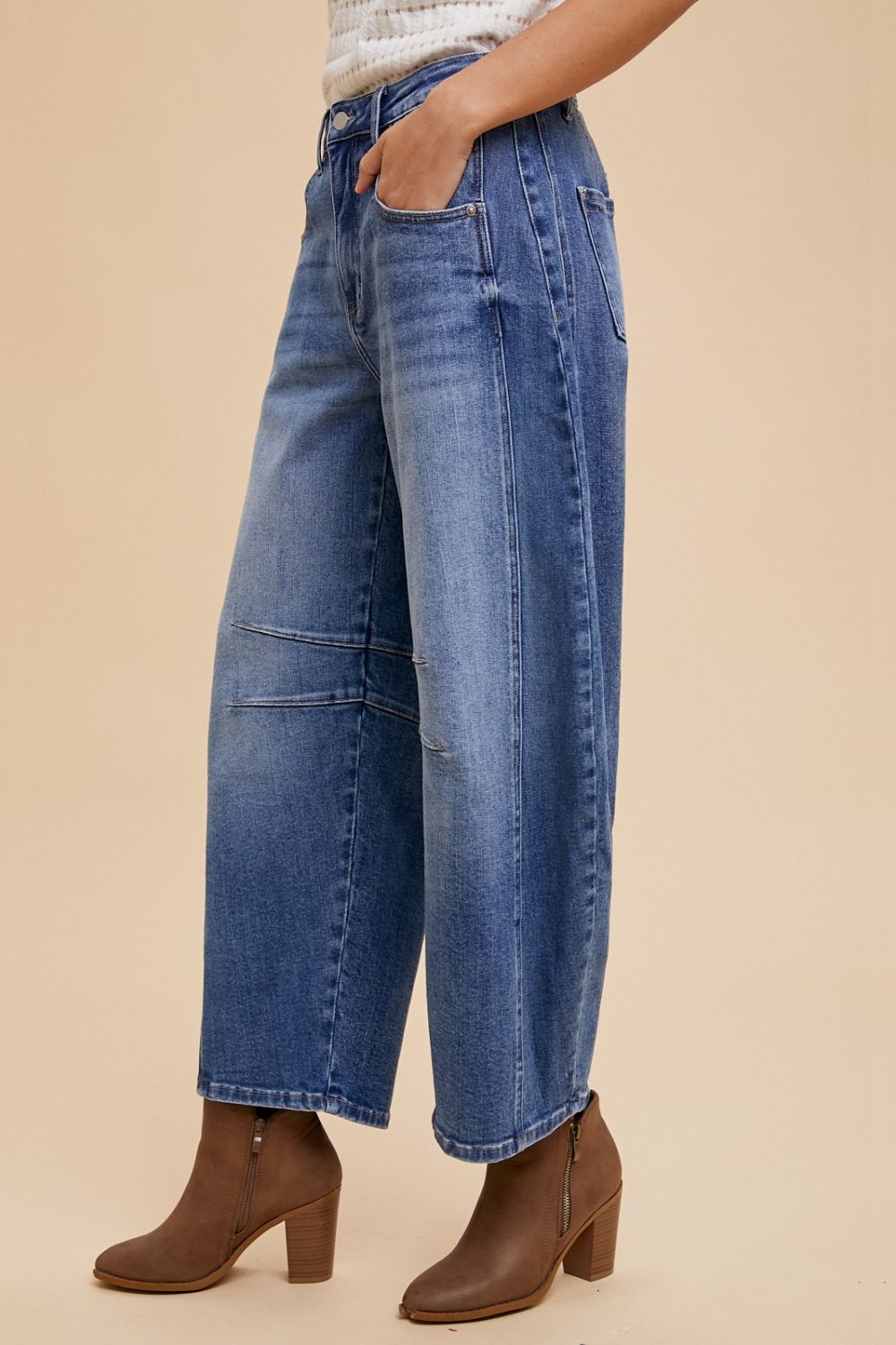 Annie Wear Mid Rise Barrel Leg Jeans with Pockets - Little Miss Vanilla