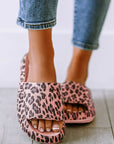 Pink Leopard Print Thick Sole Slip On Slippers - Little Miss Vanilla