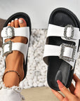 Fashion Rhinestone Belt Buckle Platform Sandals