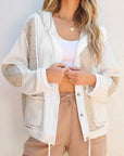 Beige Quilted Textured Patchwork Loose Fit Hooded Jacket - Little Miss Vanilla