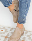 Philippine Gray Tulip Opening Suede Ankle Boots - Little Miss Vanilla