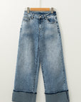 Washed Wide Leg Jeans with Pockets - Little Miss Vanilla