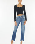 Kancan High Rise Wide Waistband Slim Straight Jeans - Little Miss Vanilla