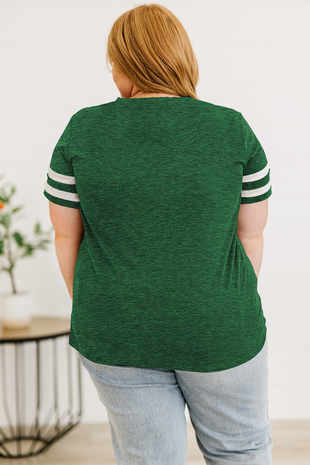 Plus Size Striped V-Neck Tee Shirt - Little Miss Vanilla