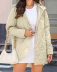 Beige Quilted Snap Button Hooded Coat - Little Miss Vanilla