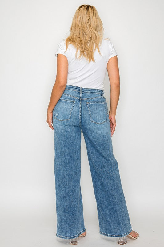 bytos Full Size High Rise Wide Leg Jeans with Pockets - Little Miss Vanilla