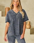 Black Mineral Washed Oversized T Shirt and Shorts Set - Little Miss Vanilla