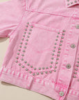 Studded Button Up Denim Jacket - Little Miss Vanilla