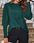 Sequin Boat Neck Long Sleeve Top - Little Miss Vanilla