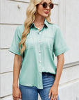 Collared Neck Short Sleeve Shirt - Little Miss Vanilla