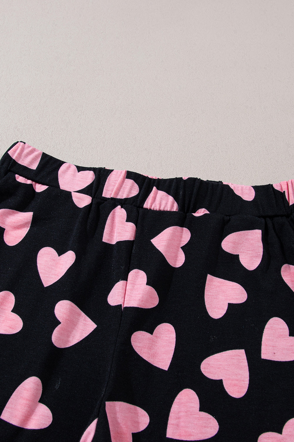 Black Valentine Heart Shape Print Long Sleeve Top Shorts Lounge Set - Little Miss Vanilla