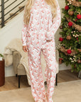 Pink Santa Claus Striped Print Loose Fit Two Piece Lounge Set - Little Miss Vanilla