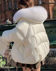 Down Cotton-padded Jacket Women's Short Fur Collar Thickened Coat Winter Clothing