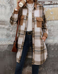 New Brushed Plaid Long Coat With Pockets Fashion Winter Jacket Outwear Women's Clothing - Little Miss Vanilla