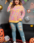 Plus Size Contrast Round Neck Long Sleeve Sweater - Little Miss Vanilla