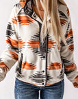 Gray Western Aztec Snap Buttoned Fleece Jacket