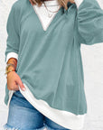 Contrast Round Neck Long Sleeve Sweatshirt - Little Miss Vanilla