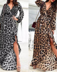 Casual Leopard Print V-neck Maxi Dress - Little Miss Vanilla