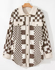 Plus Size Checkered Button Up Long Sleeve Jacket - Little Miss Vanilla