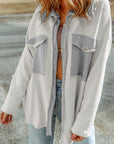 Gray Contrast Flap Pockets Relaxed Shacket - Little Miss Vanilla