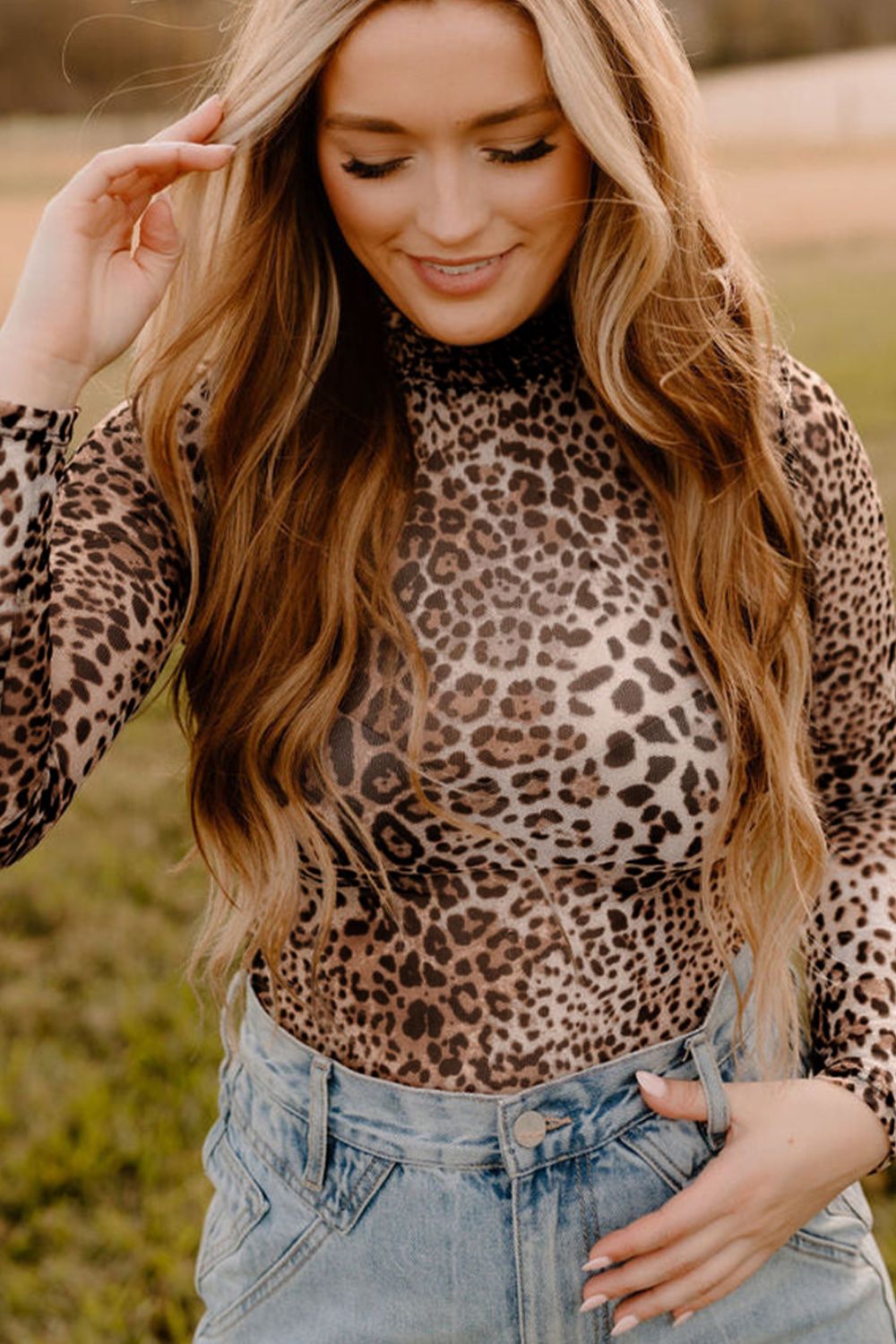 Turtleneck Leopard Long Sleeve Bodysuit - Little Miss Vanilla