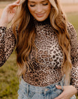 Turtleneck Leopard Long Sleeve Bodysuit - Little Miss Vanilla