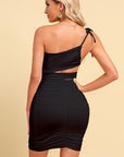 Ruched Cutout One-Shoulder Bodycon Dress - Little Miss Vanilla