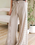 Smoke Gray Boho Lace Patchwork Wide Leg High Waist Pants