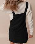 Black Solid Front Pockets Sleeveless Corduroy Overall Dress - Little Miss Vanilla