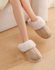 Winter Warm Plush Home Slippers Indoor Fur Slippers Women Soft Lined Cotton Shoes Comfy Non-Slip Bedroom Fuzzy House Shoes Women Couple