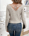 Lace Detail V-Neck Long Sleeve T-Shirt - Little Miss Vanilla