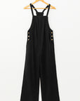 Black Solid Pocketed Loose Fit Corduroy Overall