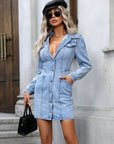 Collared Neck Button Up Denim Dress - Little Miss Vanilla