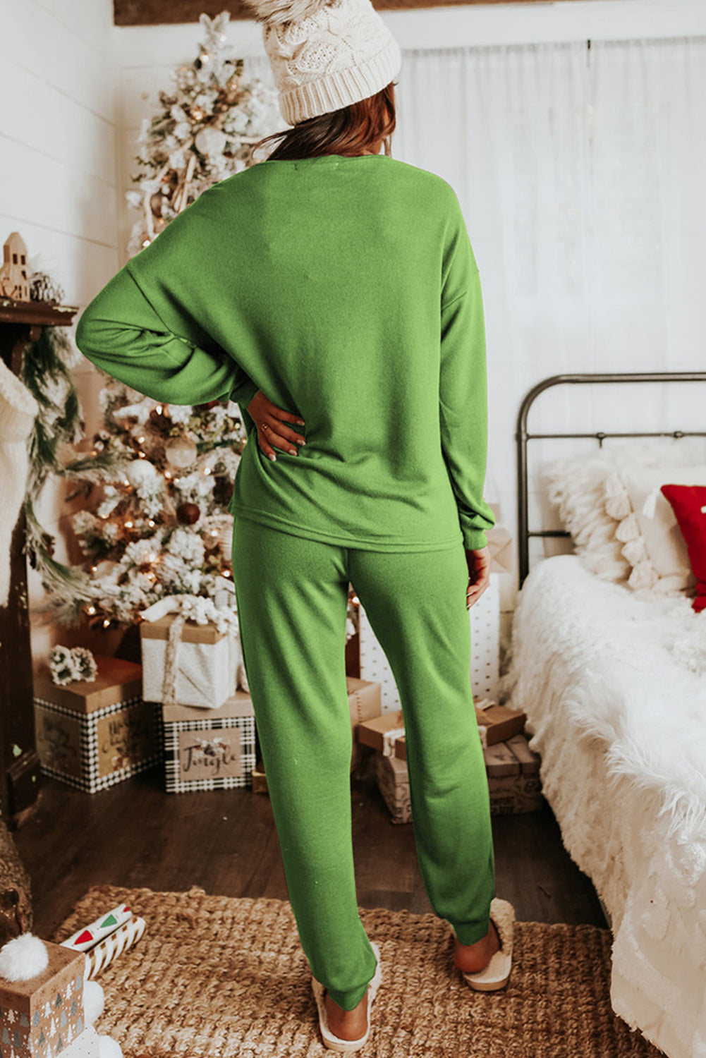 Spinach Green Long Sleeve Pullover and Jogger Pants Lounge Set - Little Miss Vanilla